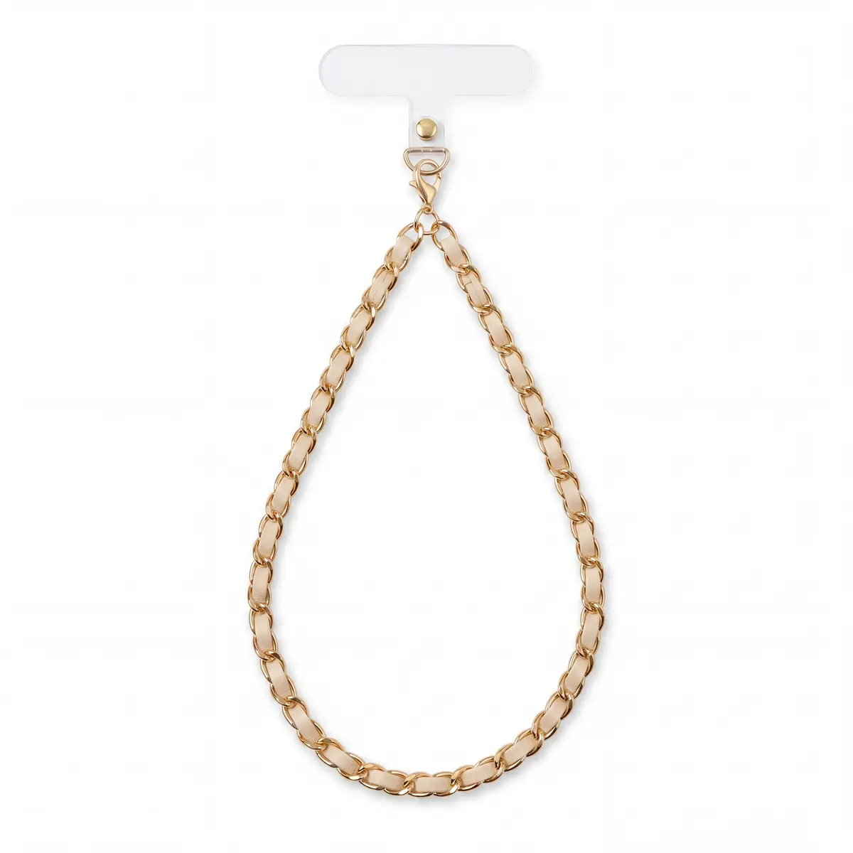 Cream Leather Chain Phone Charm